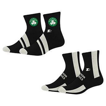 Starter Black Boston Celtics Summit Stripe 2-Pair Pack Quarter Socks