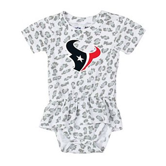Girls Infant Wes & Willy White Houston Texans Leopard Print Ruffled Romper