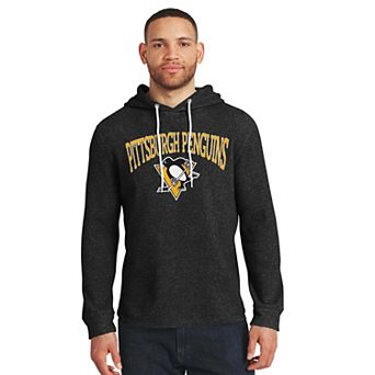 Men's Darius Rucker Collection by Fanatics Black Pittsburgh Penguins Waffle-Knit Hooded Tri-Blend Long Sleeve T-Shirt