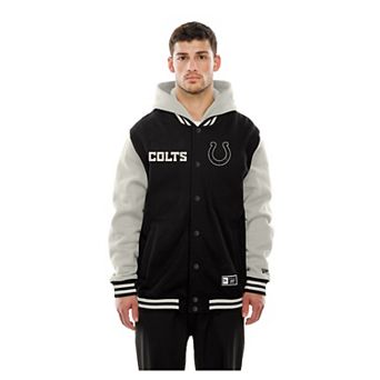Men's New Era Black/Gray Indianapolis Colts Full-Snap Fleece Hooded Jacket