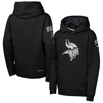 Youth Nike Black Minnesota Vikings 2026 Salute to Service Club Fleece Pullover Hoodie