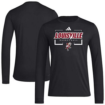 Men's adidas Black Louisville Cardinals Basketball Icon Pregame Long Sleeve T-Shirt