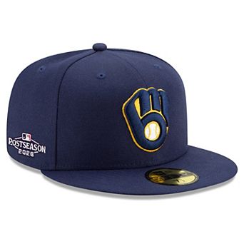 Men's New Era Navy Milwaukee Brewers 2026 MLB Postseason Side Patch 59FIFTY Fitted Hat