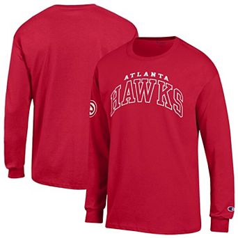 Men's Champion Red Atlanta Hawks Jersey Long Sleeve T-Shirt