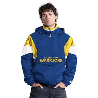 Men's Starter Royal Golden State Warriors The Throwback Half-Zip Hooded Jacket
