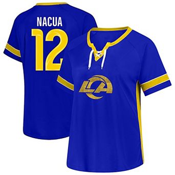 Women's Fanatics Puka Nacua Royal Los Angeles Rams Plus Size Lace Bling Name & Number T-Shirt