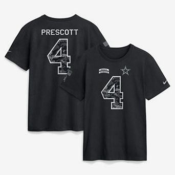 Men's Nike Dak Prescott Black Dallas Cowboys 2026 Salute to Service Name & Number T-Shirt