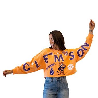 Women's Gameday Social Orange Clemson Tigers Patch Phipps Sweatshirt