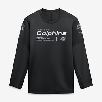 Men's Nike Black Miami Dolphins 2026 Salute to Service Sideline Coaches Crewneck Therma-FIT Sweatshirt