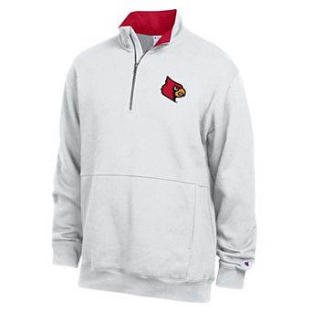 Men's Champion White Louisville Cardinals Fleece Quarter-Zip Pullover