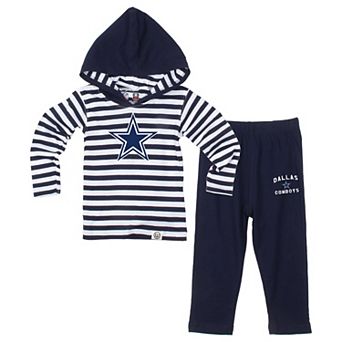 Toddler Wes & Willy Navy Dallas Cowboys Stripe Hooded Long Sleeve and Pant Set