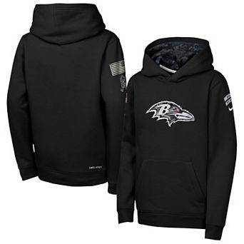 Youth Nike Black Baltimore Ravens 2026 Salute to Service Club Fleece Pullover Hoodie