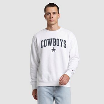 Men's Champion White Dallas Cowboys Contrast Patch Crewneck Sweatshirt