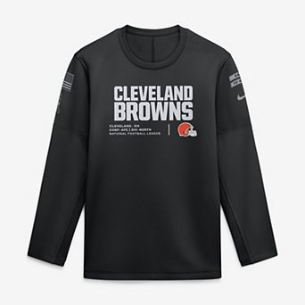 Men's Nike Black Cleveland Browns 2026 Salute to Service Sideline Coaches Crewneck Therma-FIT Sweatshirt