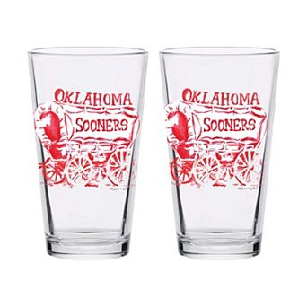 Indigo Falls Oklahoma Sooners Laura Wilcox Mascot Pint Glass Set of 2