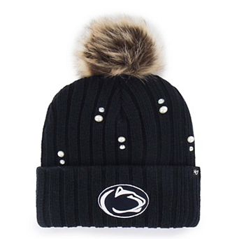 Women's '47 Navy Penn State Nittany Lions Pearl Fur Knit Hat with Pom