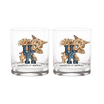 Indigo Falls Kentucky Wildcats Laura Wilcox Mascot Rocks Glass Set of 2