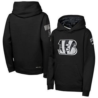 Youth Nike Black Cincinnati Bengals 2026 Salute to Service Club Fleece Pullover Hoodie