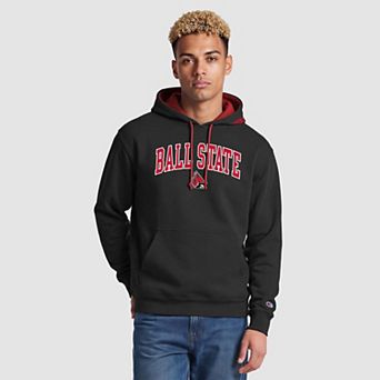 Men's Champion Black/Cardinal Ball State Cardinals Contrast Hoodie