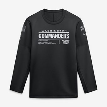 Men's Nike Black Washington Commanders 2026 Salute to Service Sideline Coaches Crewneck Therma-FIT Sweatshirt