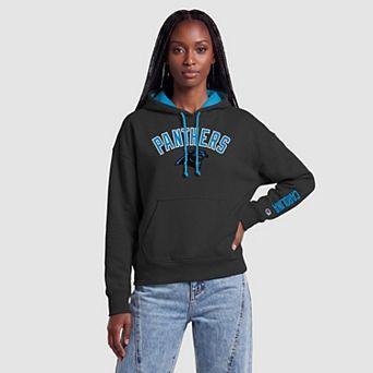 Women's Champion Black/Blue Carolina Panthers Contrast Liner Hoodie