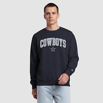 Men's Champion Navy Dallas Cowboys Contrast Patch Crewneck Sweatshirt