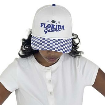Women's Gameday Social White Florida Gators Albon Check 5-Panel Rope Adjustable Hat