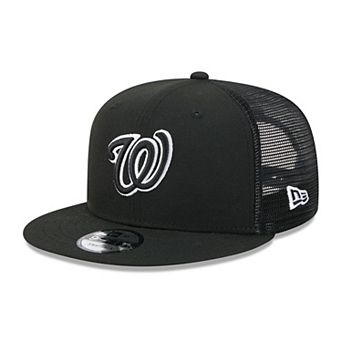 Men's New Era Black Washington Nationals 9FIFTY Adjustable Trucker Hat