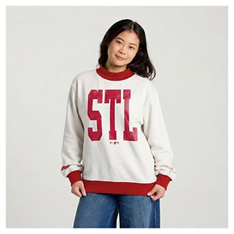 Women's Fanatics Cream St. Louis Cardinals City Abbreviation Funnel Neck Fleece Sweatshirt