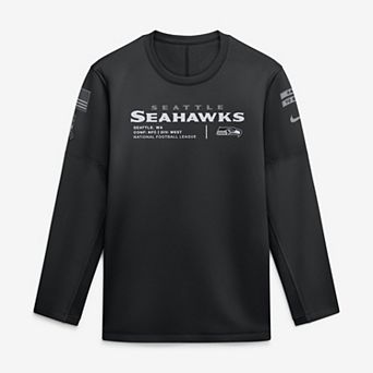 Men's Nike Black Seattle Seahawks 2026 Salute to Service Sideline Coaches Crewneck Therma-FIT Sweatshirt