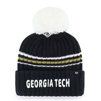 Women's '47 Navy Georgia Tech Yellow Jackets Seasonal Fuzzy Script Big Pom Knit Hat