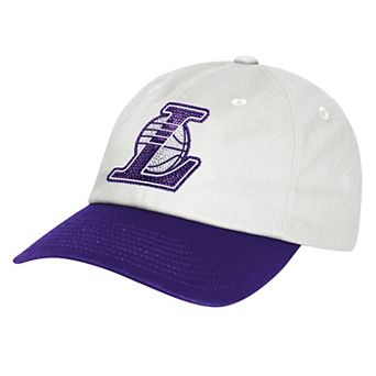 Girls Youth Outerstuff White Los Angeles Lakers Rhinestone Dad Cap Adjustable Hat