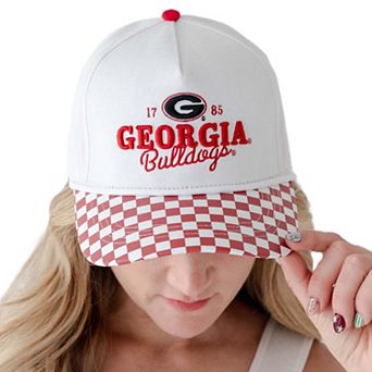 Women's Gameday Social White Georgia Bulldogs Albon Check 5-Panel Rope Adjustable Hat