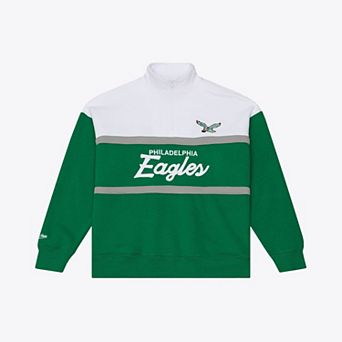 Women's Mitchell & Ness Kelly Green Philadelphia Eagles Head Coach Quarter-Zip Pullover