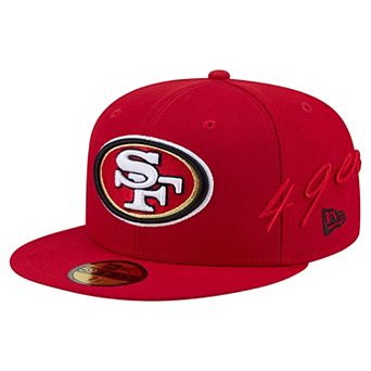 Men's New Era Scarlet San Francisco 49ers Side Script 59FIFTY Fitted Hat