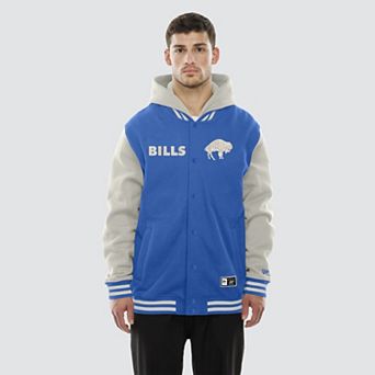 Men's New Era Royal/Cream Buffalo Bills Full-Snap Fleece Hooded Jacket