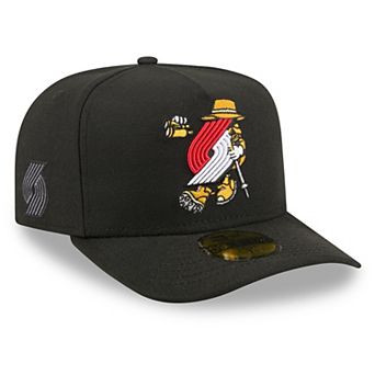 Men's New Era Black Portland Trail Blazers Injection Cartoon Logo A-Frame 59FIFTY Fitted Hat