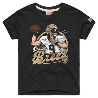 Youth Homage Drew Brees Charcoal New Orleans Saints Player Graphic Tri-Blend T-Shirt