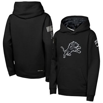 Youth Nike Black Detroit Lions 2026 Salute to Service Club Fleece Pullover Hoodie