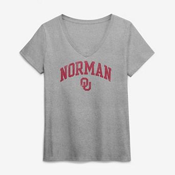 Women's Logo Athletic Heather Gray Oklahoma Sooners Team V-Neck T-Shirt