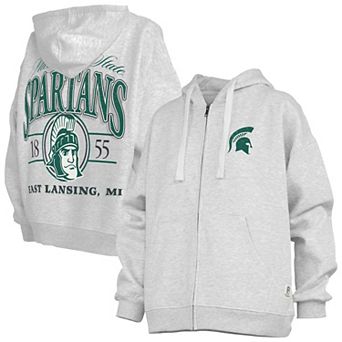 Women's Pressbox Heather Gray Michigan State Spartans Janise Full-Zip Hoodie