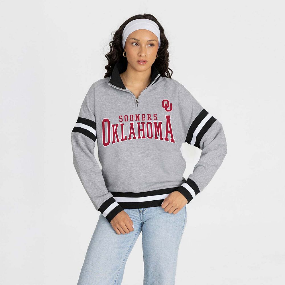 Women's Gameday Couture Gray Oklahoma Sooners Hold the Line Quarter-Zip ...