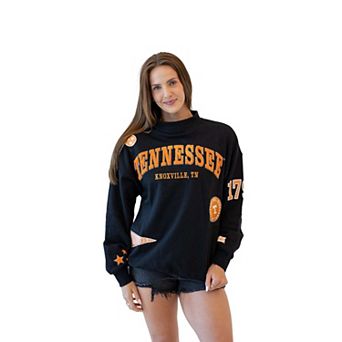 Women's Gameday Social Black Tennessee Volunteers Patch Mockneck Sweatshirt