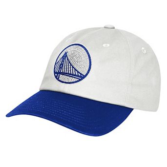 Girls Youth Outerstuff White Golden State Warriors Rhinestone Dad Cap Adjustable Hat