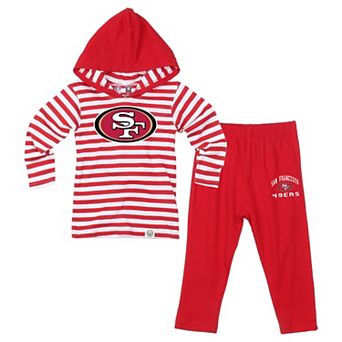 Toddler Wes & Willy Scarlet San Francisco 49ers Stripe Hooded Long Sleeve and Pant Set