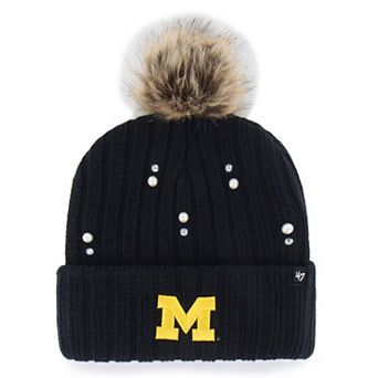 Women's '47 Navy Michigan Wolverines Pearl Knit Hat with Pom