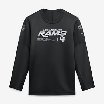 Men's Nike Black Los Angeles Rams 2026 Salute to Service Sideline Coaches Crewneck Therma-FIT Sweatshirt