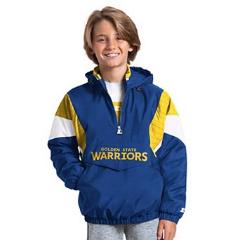 Youth Starter Royal Golden State Warriors The Throwback Jr. Half-Zip Hooded Jacket
