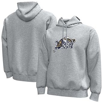 Men's Under Armour Heather Gray Navy Midshipmen Core Icon Fleece Pullover Hoodie