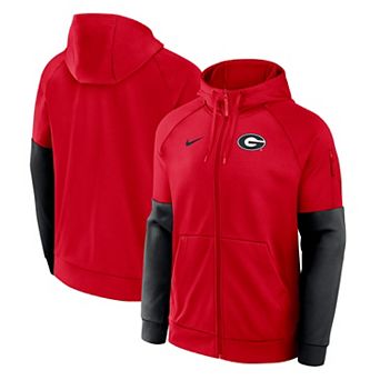 Men's Nike Red Georgia Bulldogs Primetime Primary Logo Therma-FIT Raglan Full-Zip Hoodie